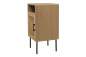 Preview: Möbilia Nachtkommode aus MDF mit Paulownia-Furnier, Front Rattan, Beine pulverbeschichtetes Metall , in der Farbe natur, Beine schwarz 28020000