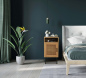 Preview: Möbilia Nachtkommode aus MDF mit Paulownia-Furnier, Front Rattan, Beine pulverbeschichtetes Metall , in der Farbe natur, Beine schwarz 28020000