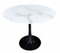 Preview: Möbilia Tisch 100 cm Durchmesser aus Platte Glas in Marmoroptik, Gestell pulverbeschichtetes Metall , in der Farbe Platte weiß, Gestell schwarz 28020006