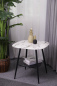 Preview: Möbilia Couchtisch 55x55 cm aus Platte Glas in Marmoroptik, Gestell pulverbeschichtetes Metall , in der Farbe Platte weiß, Ablageboden schwarz lackiert, Beine schwarz 28020010