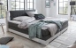Preview: SalesFever Boxspringbett 200 x 200 cm LED grau/weiß Kunstleder-Optik, inkl. 5 cm Topper & inkl. Matratze H3