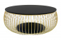 Preview: SalesFever Couchtisch Ø 86 cm Schwarz/Gold, 10 mm starke schwarz lackierte Klarglasplatte