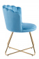 Preview: SalesFever Muschelstuhl aus Samt 2er Set Blau, Beine Chrom goldfarben