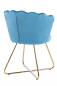 Preview: SalesFever Muschelstuhl aus Samt 2er Set Blau, Beine Chrom goldfarben