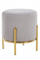 Preview: SalesFever Polsterhocker Ø35 cm Bouclé Stoff Taupe, mit Design-Gestell aus goldfarbenem Metall