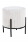 Preview: SalesFever Polsterhocker Ø35 cm Cord Optik Beige, mit Design-Gestell aus schwarzem Metall