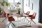 Preview: SalesFever Essgruppe 5 tlg. 180x90 cm, Esstisch Akazie, Esszimmerstuhl cognac bestehend aus 1x398791+2x372388