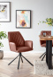 Preview: SalesFever Essgruppe 5 tlg. 180x90 cm, Esstisch Akazie, Esszimmerstuhl cognac bestehend aus 1x398791+2x372388