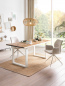 Preview: SalesFever Essgruppe 5 tlg. 180x90 cm, Esstisch Akazie, Esszimmerstuhl cognac bestehend aus 1x398791+2x372388