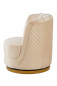 Preview: SalesFever Drehsessel aus Samt Beige, mit Diamantsteppung, Sockel goldfarben