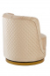 Preview: SalesFever Drehsessel aus Samt Beige, mit Diamantsteppung, Sockel goldfarben