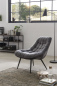 Preview: SalesFever Sessel XXL Samt grau Metall schwarz, 100% Polyester, Metallbeine schwarz pulverbeschichtet, mit Steppung
