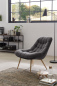 Preview: SalesFever Sessel XXL Samt grau Metall Holzoptik, 100% Polyester, Metallbeine in Holzoptik, mit Steppung