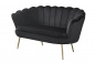 Preview: SalesFever Muschelsofa aus Samt Schwarz, Beine Chrom goldfarben, mit hohem Sitzkissen