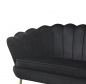 Preview: SalesFever Muschelsofa aus Samt Schwarz, Beine Chrom goldfarben, mit hohem Sitzkissen