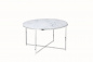 Preview: SalesFever Couchtisch Ø 80 cm, Foliert in Marmoroptik Weiß, Gestell Chromfarben