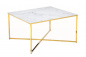 Preview: SalesFever Couchtisch 80x80x45 cm, Foliert in Marmoroptik Weiß, Gestell goldfarben