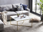 Preview: SalesFever Couchtisch 80x80x45 cm, Foliert in Marmoroptik Weiß, Gestell goldfarben