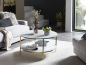 Preview: SalesFever Couchtisch mit 2 Ablagen Ø 80 cm, Foliert in Marmoroptik Weiß, Gestell goldfarben