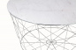 Preview: SalesFever Couchtisch mit Metallkorb Ø 80 cm, Foliert in Marmoroptik Weiß, Gestell Chromfarben