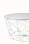 Preview: SalesFever Couchtisch mit Metallkorb Ø 80 cm, Foliert in Marmoroptik Weiß, Gestell Chromfarben