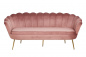 Preview: SalesFever Muschelsofa 3-Sitzer aus Samt Rose, Beine Chrom goldfarben, mit hohem Sitzkissen