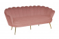 Preview: SalesFever Muschelsofa 3-Sitzer aus Samt Rose, Beine Chrom goldfarben, mit hohem Sitzkissen