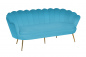 Preview: SalesFever Muschelsofa 3-Sitzer aus Samt Blau, Beine Chrom goldfarben, mit hohem Sitzkissen