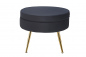 Preview: SalesFever Sitzpouf rund aus Samt Schwarz, Beine Chrom goldfarben, mit hohem Sitzkissen