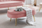 Preview: SalesFever Sitzpouf oval aus Samt Rose, Beine Chrom goldfarben, mit hohem Sitzkissen