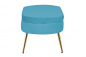 Preview: SalesFever Sitzpouf oval aus Samt Blau, Beine Chrom goldfarben, mit hohem Sitzkissen