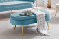 Preview: SalesFever Sitzpouf oval aus Samt Blau, Beine Chrom goldfarben, mit hohem Sitzkissen