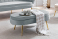 Preview: SalesFever Sitzpouf oval aus Samt Hellgrau, Beine Chrom goldfarben, mit hohem Sitzkissen