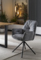 Preview: SalesFever Armlehnstuhl mit 360° Drehfunktion, Grau, Vintage-Samtvelours, Beine Metall Schwarz pulverbeschichtet