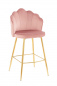 Preview: SalesFever Barhocker Muscheldesign 2er Set aus Samt Rose, Beine Chrom goldfarben