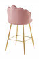 Preview: SalesFever Barhocker Muscheldesign 2er Set aus Samt Rose, Beine Chrom goldfarben