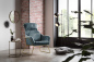 Preview: SalesFever Relaxsessel aus Samtvelours Blau, Gestell pulverbeschichtetes Metall messingfarben