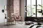 Preview: SalesFever Relaxsessel mit Samtbezug Rose, Gestell Metall Schwarz pulverbeschichtet