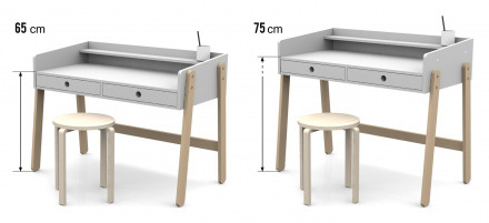 Möbilia Schreibtisch aus MDF, Pinienholz , in der Farbe weiß, natur 12020014