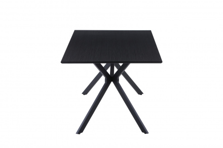 Möbilia Tisch 180x90 cm aus MDF mit Dekor, Gestell Metall , in der Farbe Platte dunkelgrau, Gestell schwarz 12020038