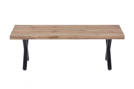Möbilia Couchtisch 120x60x40 cm aus MDF mit Dekor Wildeiche, Gestell Metall , in der Farbe Platte natur, Gestell schwarz 12020061