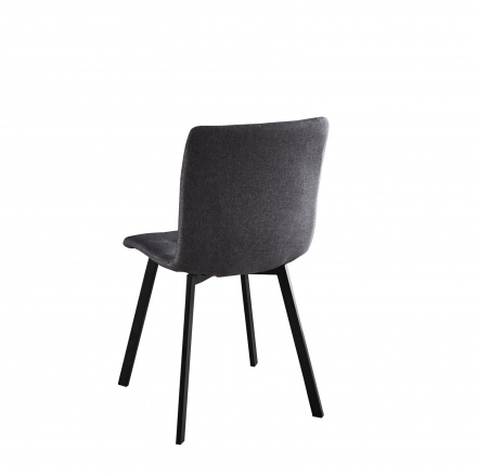 Möbilia Stuhl, 2er-Set aus Bezug Stoff, Beine Stahl , in der Farbe Bezug dunkelgrau, Beine schwarz pulverbeschichtet 18020003