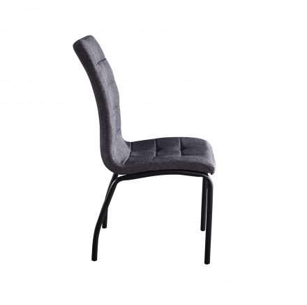 Möbilia Stuhl, 2er-Set aus Bezug Stoff, Beine Stahl , in der Farbe Bezug dunkelgrau, Beine schwarz pulverbeschichtet 18020005