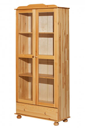 Möbilia Vitrine aus Kiefer massiv , in der Farbe natur, lackiert 19020026