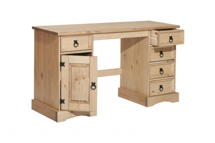 Möbilia Schreibtisch aus Kiefer massiv , in der Farbe honigfarbig, gewachst 19020033