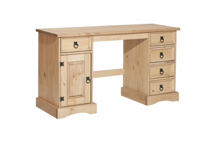 Möbilia Schreibtisch aus Kiefer massiv , in der Farbe honigfarbig, gewachst 19020033