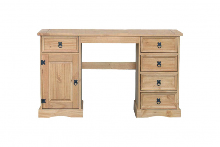 Möbilia Schreibtisch aus Kiefer massiv , in der Farbe honigfarbig, gewachst 19020033