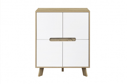 Möbilia Kommode aus Spanplatte melaminbeschichtet, Schubladen MDF lackiert, Beine MDF , in der Farbe natur, weiß 27020001