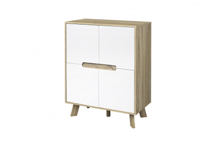 Möbilia Kommode aus Spanplatte melaminbeschichtet, Schubladen MDF lackiert, Beine MDF , in der Farbe natur, weiß 27020001
