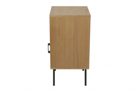 Möbilia Nachtkommode aus MDF mit Paulownia-Furnier, Front Rattan, Beine pulverbeschichtetes Metall , in der Farbe natur, Beine schwarz 28020000